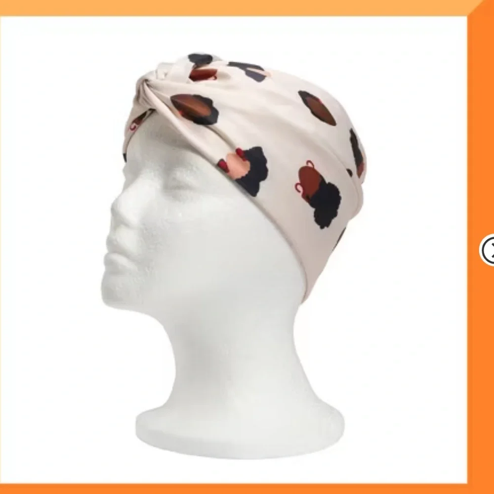 Plz READ head wrap Off White w/cool colors!  Only one left! hairdo style